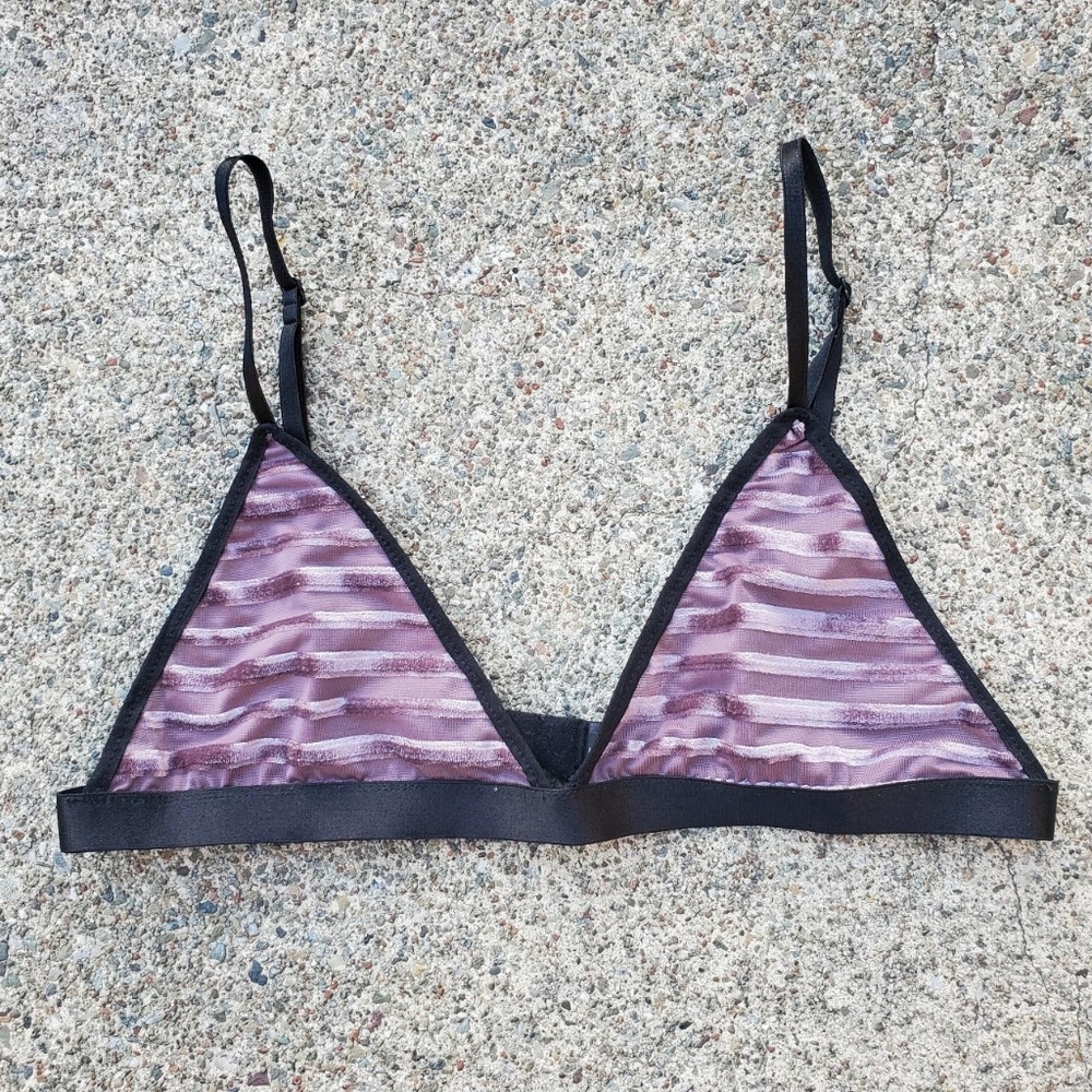 Lavender velvet striped triangle bralette